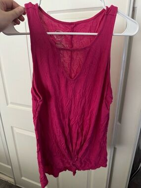 Maurices Bright Pink Sleeveless Tie-Front Tank